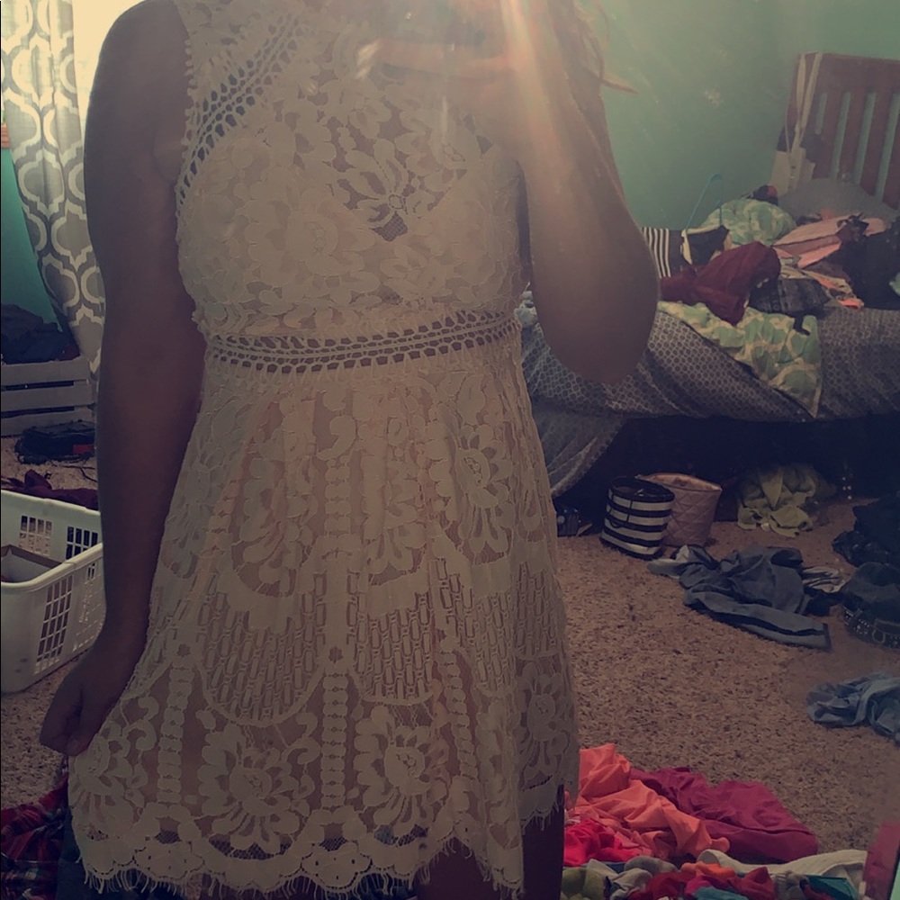 Super cute cream lace dress!